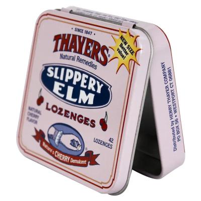 中国 Embossed Thayer Tin Square Tin Container Small Mint Tin Box with Hinge 販売のため