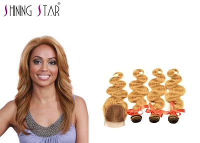 China Gold Blonde Body Curly Indian Hair Bundles Weave No Tangle Shedding Color 27 for sale