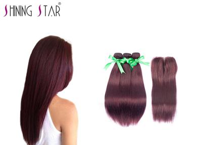 China Nice Shine Peruvian Hair Bundles With Silk Closure Chemical Acid Processing for sale