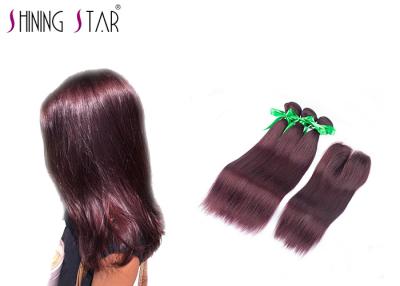 China Burgundy Virgin Indian Remy Hair Bundles / Soft 3 Bundles Of Indian Hair for sale