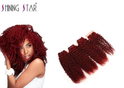 Chine Bundles de cheveux brésiliens Kinky Wave # 99J Rouge 3 faisceaux avec fermeture de couleur bordeaux à vendre