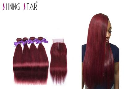 China Swiss Lace Girls And Ladies Red Hair Extensions / Straight Weave With Closure for sale