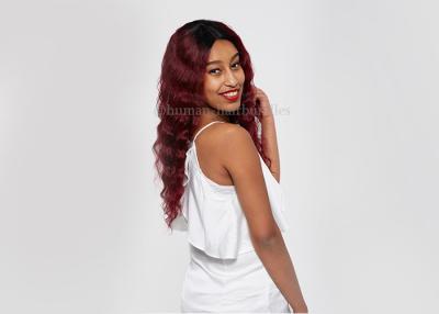 China Loose Deep Human Hair Long Lace Front Wigs Red  #1b99j Color Middle Part For African American for sale