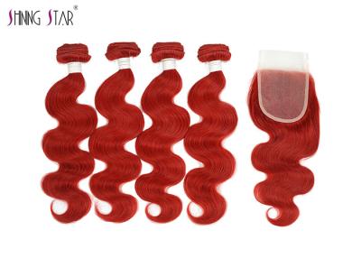 China Vivid Red Wet Brazilian Human Hair Bundles With Closure For Women for sale