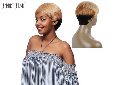 China Straight Short Hair Wigs Colored 1B 27 30 Blonde Human Hair Wigs With Bang for sale