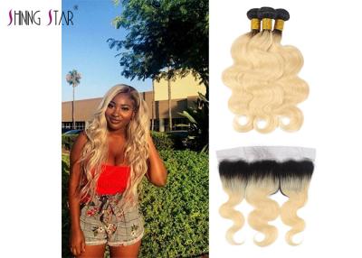 China Honey Blonde 613 Hair Indian Hair Bundles With Frontal Body Wave Texture for sale