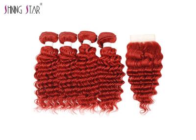 China 99J Brazilian Deep Wave Hair Bundles With Closure 100% Human Hair Burgundy Bundles for sale