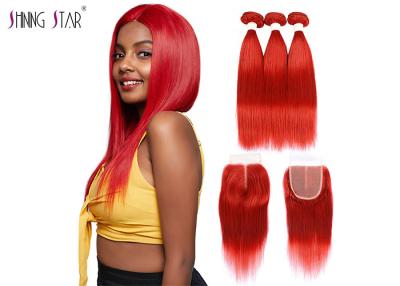 China 99J Red Colored Bundles With Closure Brazilian Human Hair Weave 10