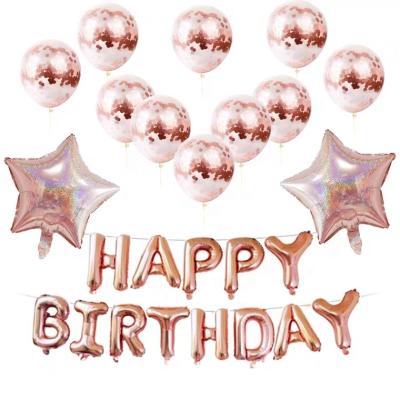 China Foil Happy Birthday Letters Rose Gold Foil Balloons For Kids Birthday Party Toy Helium Globos for sale