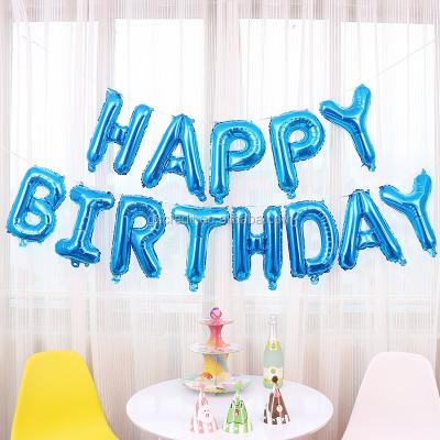 China Toy China Advertising Customized 2019 Blue Happy Birthday Script Letter Foil Balloons for sale