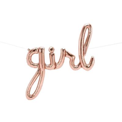 China Toy Factory Supply Rose Gold Girl Script Letter Foil Balloon Advertising for sale