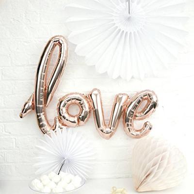 China Hot sale 16 inch bride wedding decor party decoration rose gold letter love mylar balloon for sale