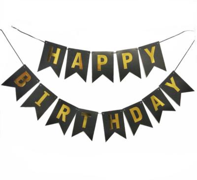 China 2021 New Product Idea Happy Birthday Paper Flag Paper Banner Set For Party Backdrop /table Decoration for sale