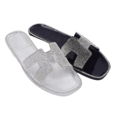 China Fashion Trend New Arrival Clear Formal Jelly Flat Sandals For Women With Rhinestone for sale