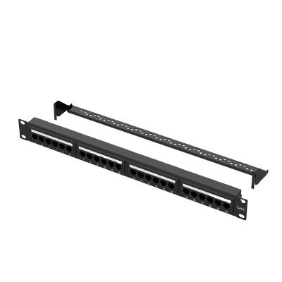 China Communication OEM 24 Inch Rack Mount Fiber Optic Otb Patch Panel Port Cat 5E Inline Patch Panel 19 for sale