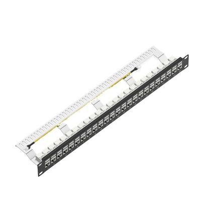 China White Metal Cat7 1u Shielded Patch Panel Communication Cat 7 Patch Panel 48 Ports Blank Patch Panel for sale