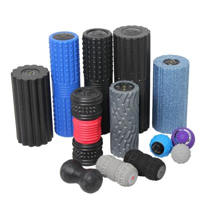 China High Density Vibrating Eva Grid Muscle Massage Machine Foam Roller Kit With Muscle Roller Stick for sale