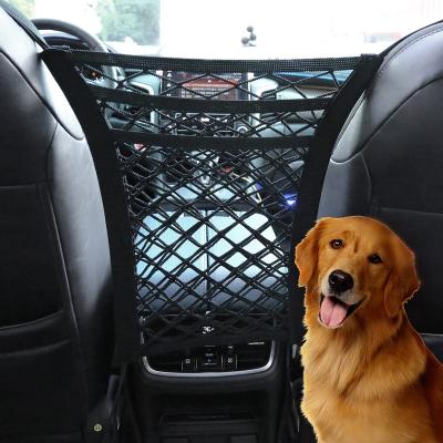 China Brief & Simple Color Car Mesh Organizer 3-Layer Dog Net For Car Between Backseats Seat Net Organizer Pet Barrier Backseat Mesh Net For Cars for sale