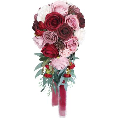 China European Bridal Droplet Bouquet Simulation Rose Wedding Photo Prop Wedding Bouquet for sale