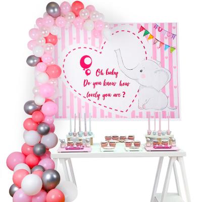 China Festival Decoration Girl Baby Shower Elephant Theme Decorations Elephant Backdrop Latex Balloon Birthday Party Photo Booth Props Supplies for sale