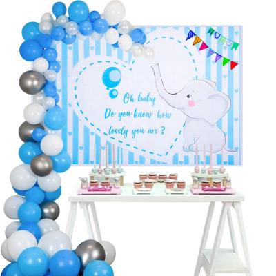 China Festival Decoration Blue Boy Baby Shower Elephant Theme Decorations Elephant Backdrop Latex Balloon Photo Booth Props for Birthday Party Supplies for sale