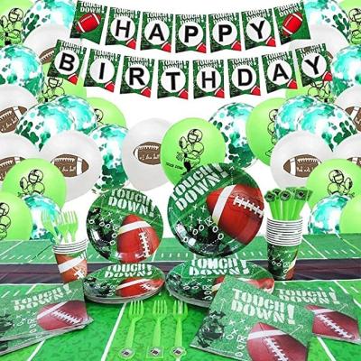 China Birthday Party Supplies Set Super Bowl Party Decorations 2022-Football Birthday Party Decorations Football Banner and Tablecloth for Football Touchdown Game for sale