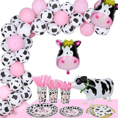 China Birthday Cow Party Supplies Plates Balloon Birthday Decorations Plates Cups Cutlery Napkins Balloons For Baby Shower Animal Party for sale