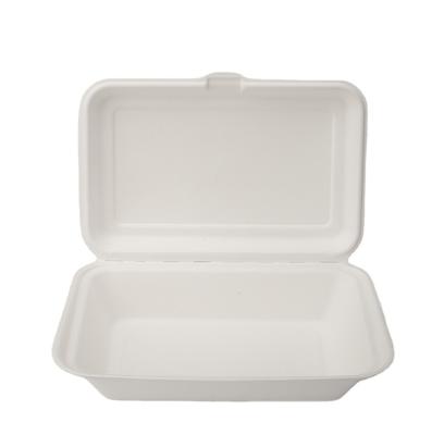 China Sugarcane Biodegradable Bagasse Hamburger Container Paper Pulp Molding Disposable Hamburger Box for sale