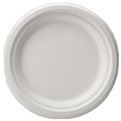 China water & Oil Resistant / Safe In Microwave 100% Biodegradable 10 Inch Disposable White Bagasse Sugar Cane Dishes for sale