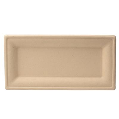 China Disposable Eco - Friendly Biodegradable Compostable Sugar Cane Bagasse Rectangular Dish for sale