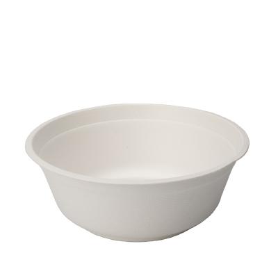 China 350ml Disposable Biodegradable Sugar Cane Round Bowl Supplies Bagasse Tableware White Paper Bowl for sale