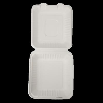 China water & Oil Resistant / Safe In The Microwave 100% Biodegradable Disposable Bagasse Food Box Clamshell for sale