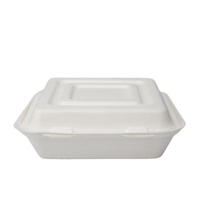 China water & Oil Resistant / Safe In Microwave 9 Inch100% Biodegradable Sugar Cane Bagasse Fast Food Take Out Box for sale