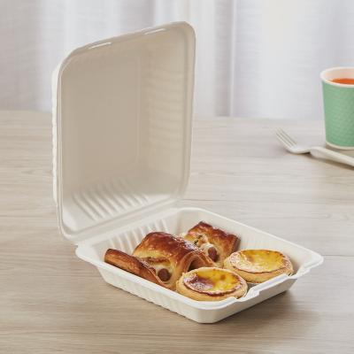 China Disposable Disposable Degradable Sugar Cane Take Out Restaurant Food Container Bagasse Pulp Box Lunch Box for sale