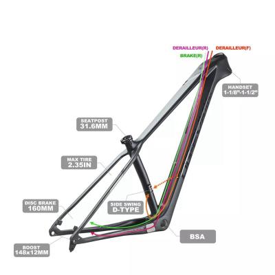 China Mountain Bikes CF-054 carbon frame mtb bike carbon frameset UD weave Thru Axle Boost148mm mountain bike frame 29 for sale