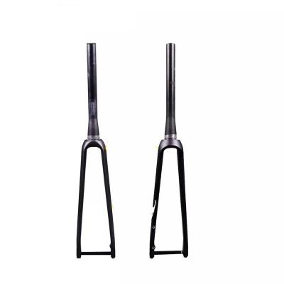 China Mountain Bikes Custom Carbon Fiber Road Fork YFRF001 UD Weave Road Bike 700C *32C Flat Disc Brake Racing Road Fork for sale