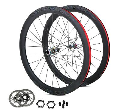 China Road Cycling Carbon gravel bike wheels disc brake center lock thru axle 50mm 11 speed clincher 700c road carbon bicycle wheelset for sale