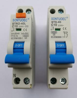 China 18MM 4.5KA RCBO Stroomonderbreker met Overstroombeveiliging Te koop