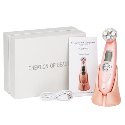 China Face Lift Skin Tightening LED Therapy EMS RF Massager Photon V Face Light Wrinkles Remove Beauty Device for sale