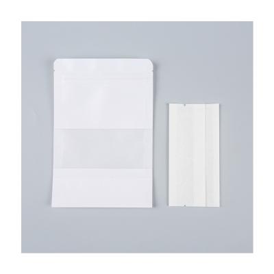 China Recycled Materials Customize Window Kraft Pouch White Ziplock Paper Pouches Clear Paper Bags Custom Logo for sale