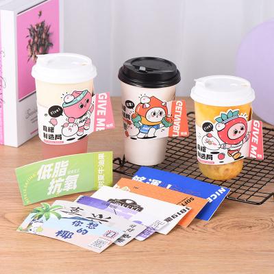 China 2022 Disposable New Wholesale Custom Printed Disposable Kpop Paper Coffee Cup Sleeve With Handle for sale