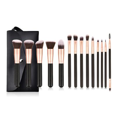 China Eco-Friendly 14 Pcs Set Matt Rose Gold Synthetic Makeup Brush Eyeshadow Eyebrow Brush Lip Make Up Brush Kit for sale