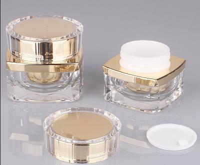 China Fashionable Low Price 15g High Quality Square AS Material Eye Cream Jars With Mirror Cap Gold Silver Eye Cream Jar for sale