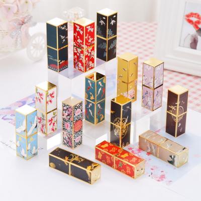 China Fashionable in Stock 3D Embossed Lipstick Tube Square Chinese Style Lipstick Tube /magnetic Loop Lipstick Tube for sale