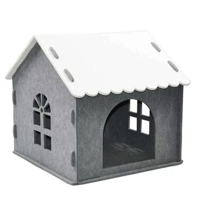 China Fashion House Shape New Design Assembled Felt Pet House Cat Kennel for sale