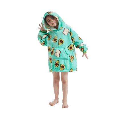 China Anti-Static 2023 New design Printing Hoodie blanket  Kids and Adult toddler Wearable warm and soft  Blanket with two big Pockets for sale