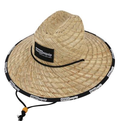 China Natural Striped Sun Protection Straw Hats Lifeguard Straw Hats for sale