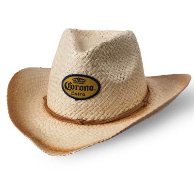 China Cheap striped straw cowboy hat promotion hat for beer company for sale