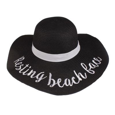 China Floppy Character Summer Hat Beach Hat Sun Hat For Women With Embroidery for sale