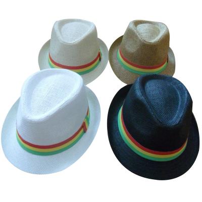 China Striped Paper Straw Felted Hat Flexible Hat Gentlemen's Hat for sale